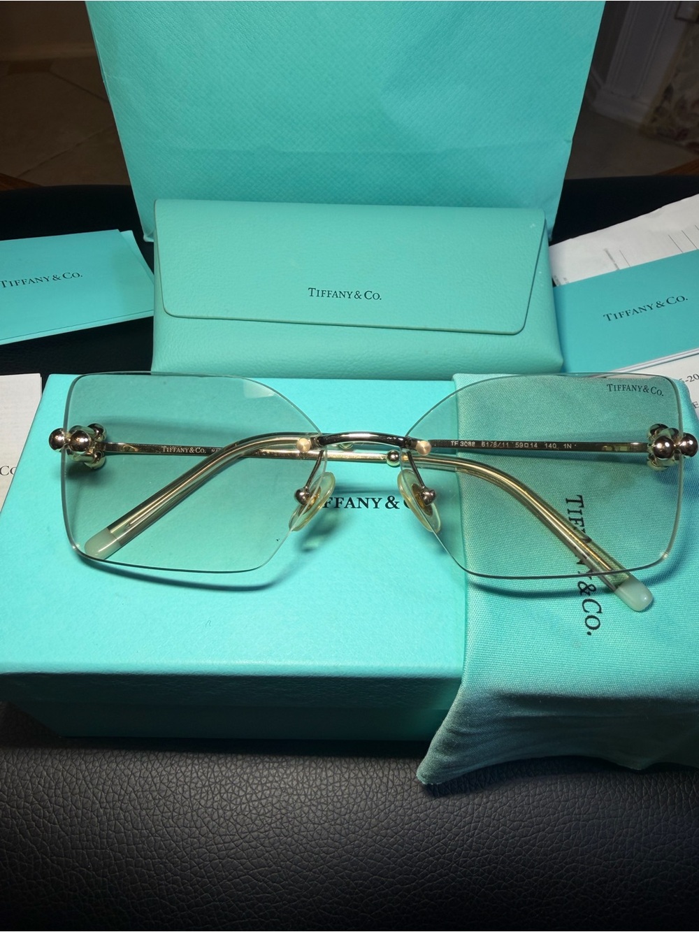 Tiffany & Co Sunglasses Women TF 3088 6178/11 59-14 140 1N Box Case Papers - Picture 3 of 16